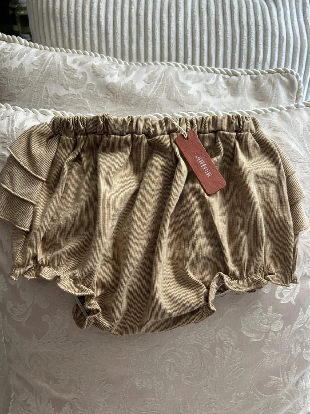 Milkbarn Stylish Ruffle 12-18 months Tan Bloomers